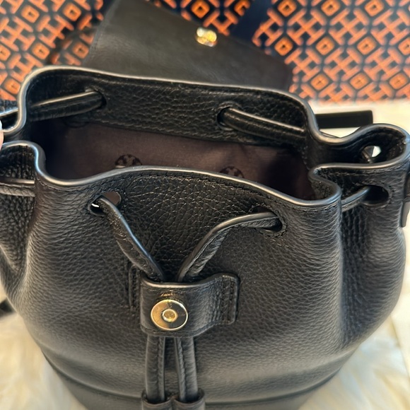 Like new Authentic Tory Burch Thea Mini Bucket Backpack in black. - Picture 7 of 16